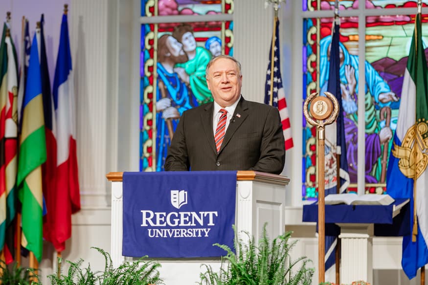 Secretary Mike Pompeo speaking at Regent University Commencement 2021