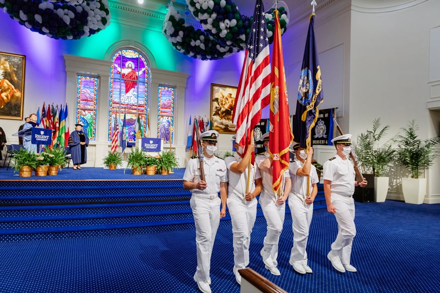 Presentation of colors during Regent University Commencement 2021